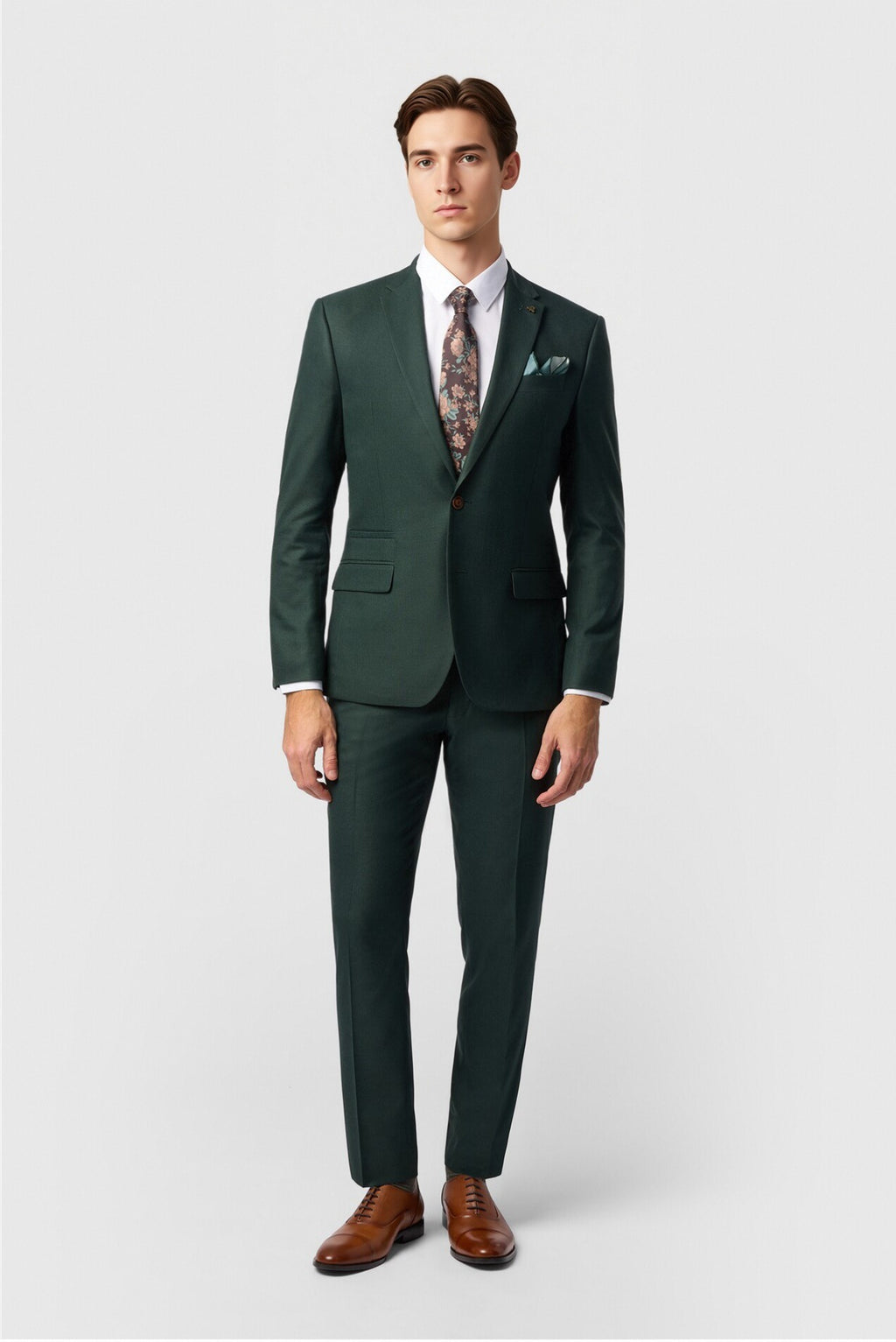Fashion Dark Green 3 Pieces Notched Lapel Men Suit