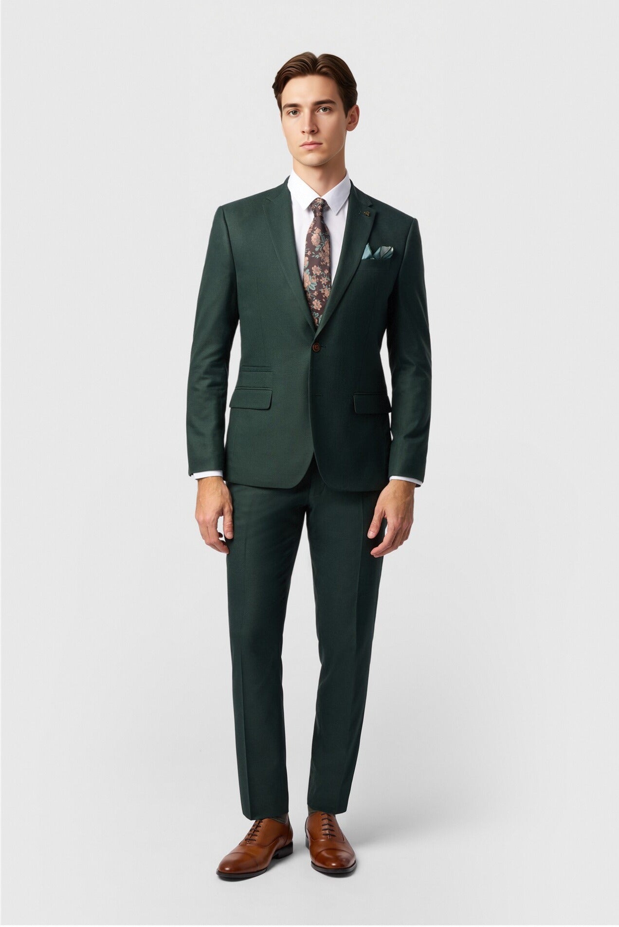 Fashion Dark Green 3 Pieces Notched Lapel Men Suit