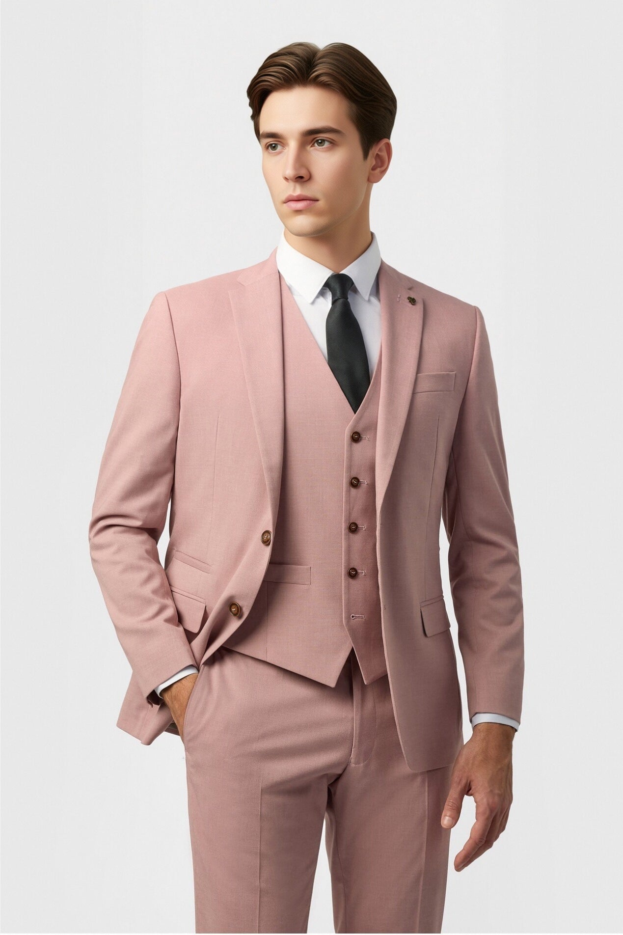 Trendy Pink 3 Pieces Notched Lapel Men Suit Main image