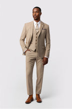 Light Brown Herringbone 3 Pieces Notched Lapel Men Suit