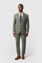 Chic Green Herringbone 3 Pieces Notched Lapel Men Suit
