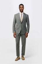 3 Pieces Gray Herringbone Notched Lapel Suit For Men