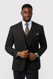 Classic Black 3 Pieces Notched Lapel Men Suits