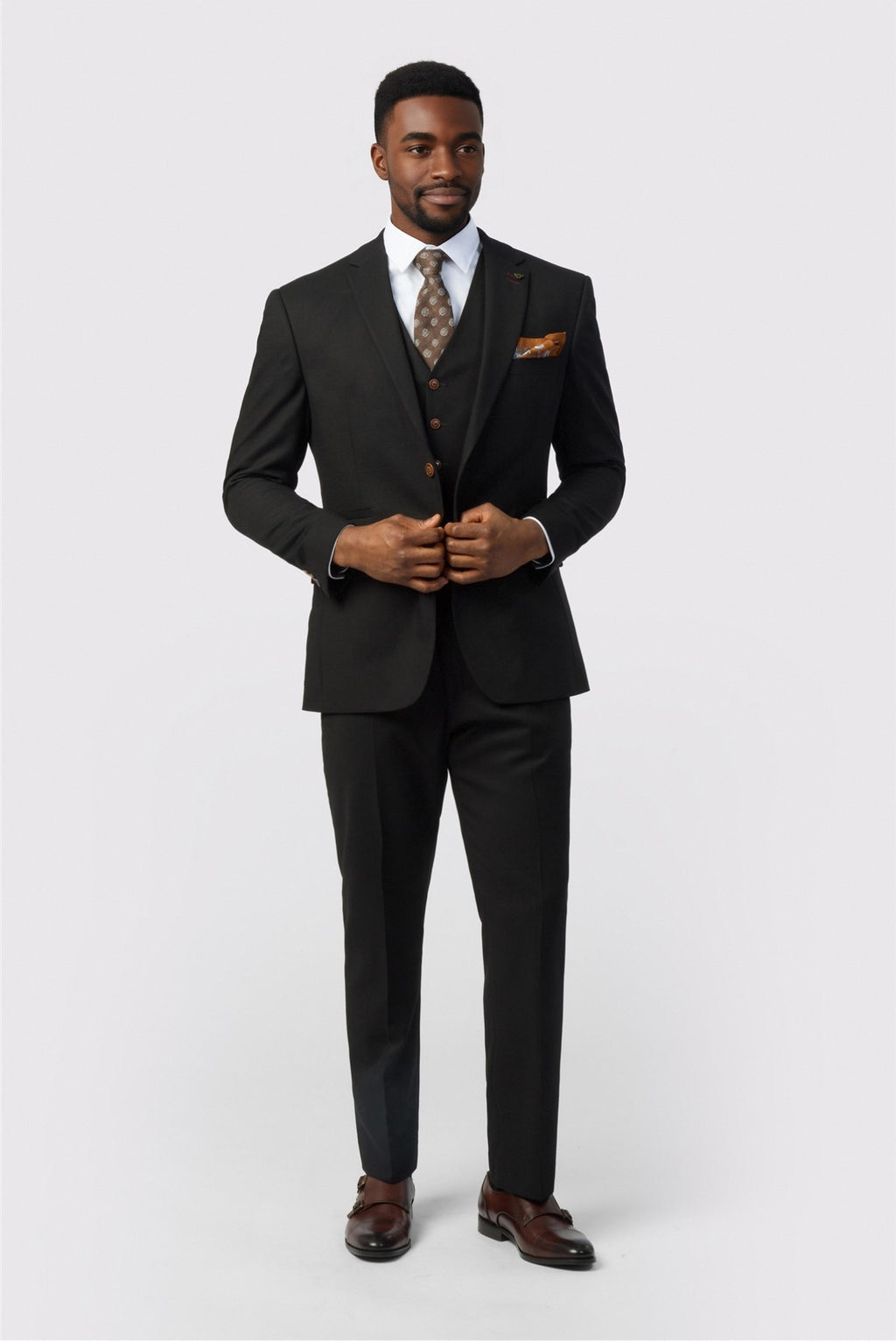 Classic Black 3 Pieces Notched Lapel Men Suits