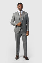 Bespoke Gray Notched Lapel 3 Pieces Men Suits