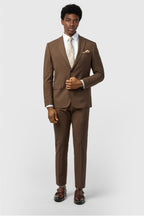 Fashion Brown Notched Lapel 3 Pieces Men Suits