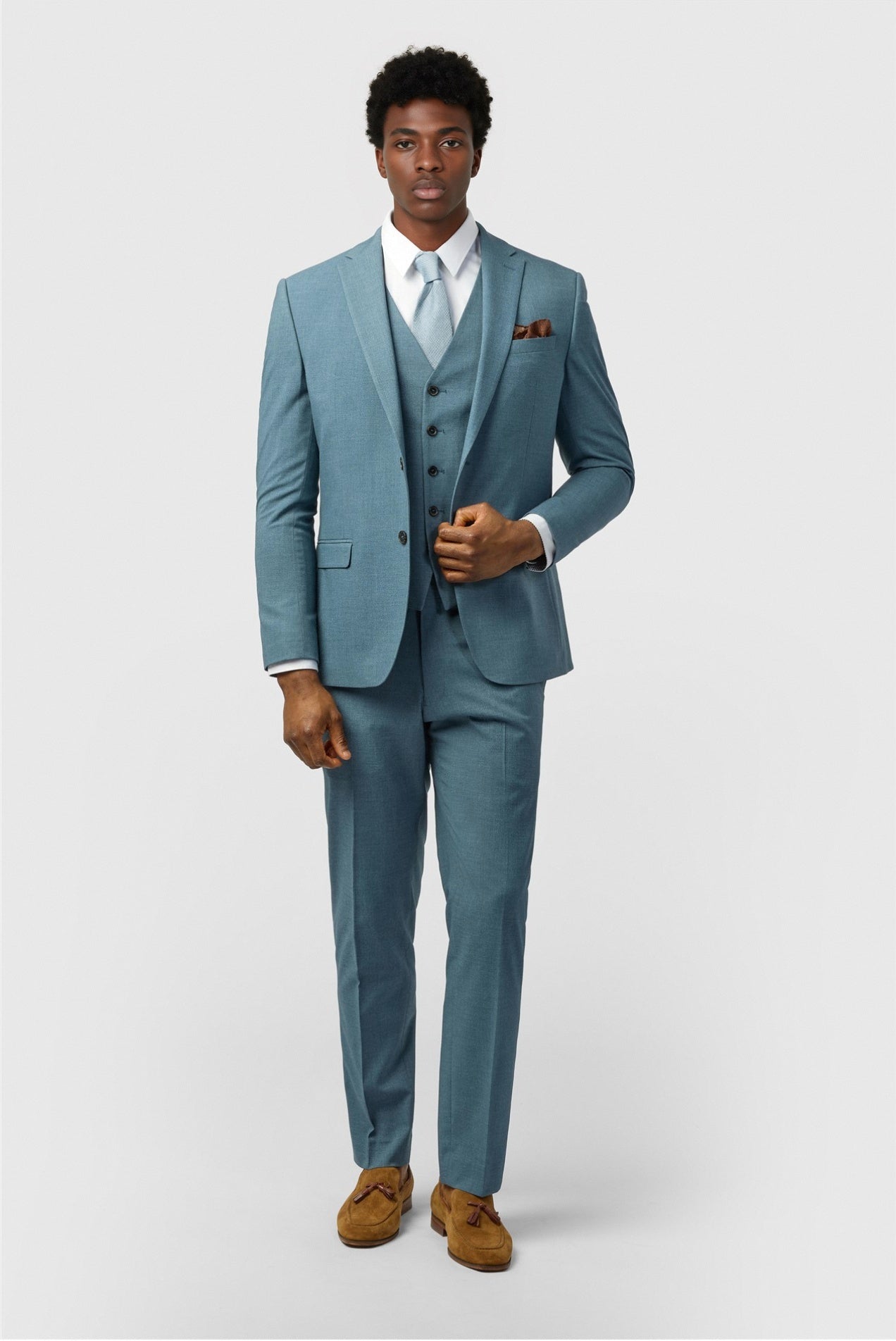Blue Newest Notched Lapel Men Suits With Waistcoat