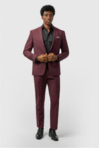 Charming Burgundy 3 Pieces Notched Lapel Suits For Men