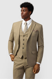 Chic Light Brown 3 Pieces Notched Lapel Men's Suits