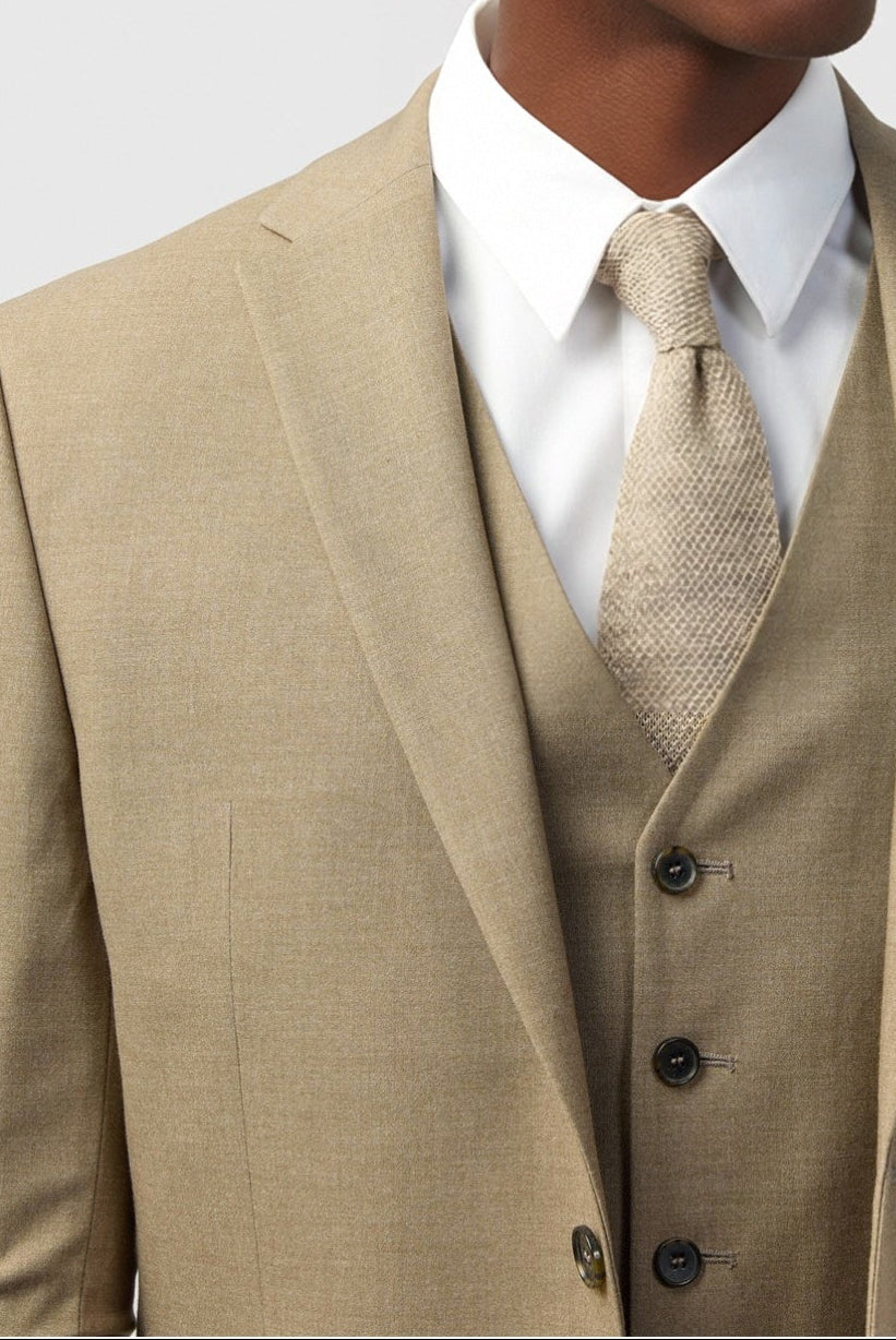 Chic Light Brown 3 Pieces Notched Lapel Men's Suits
