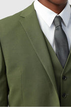 Best Fitted Olive Green 3 Pieces Notched Lapel Men's Suits