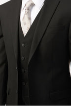 Bespoke Black Notched Lapel Men Suits With Waistcoat