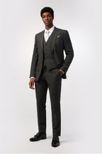 Charcoal Notched Lapel Suits For Men With Waistcoat