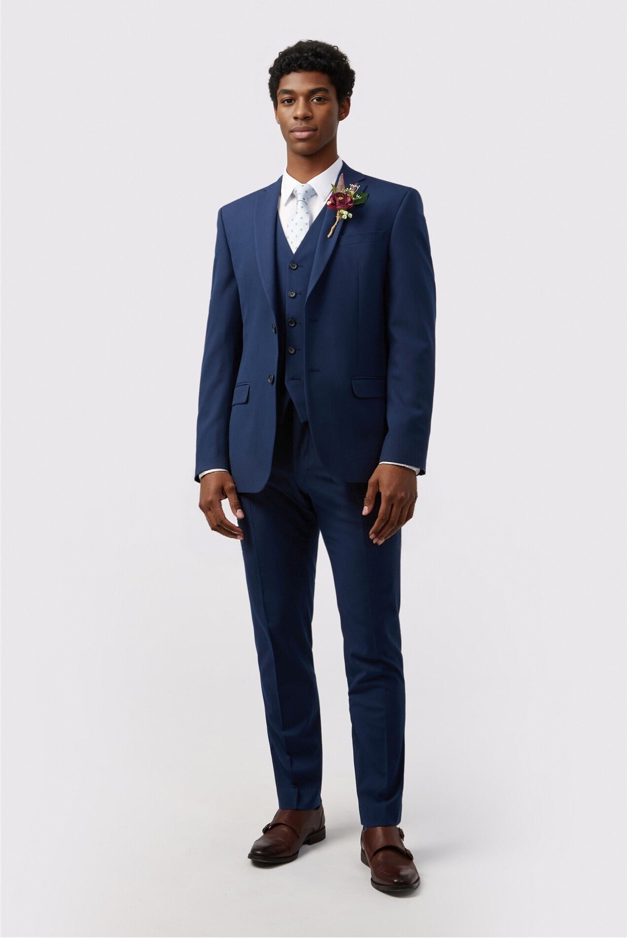 New Arrival Dark Blue Notched Lapel 3 Pieces Suits For Men