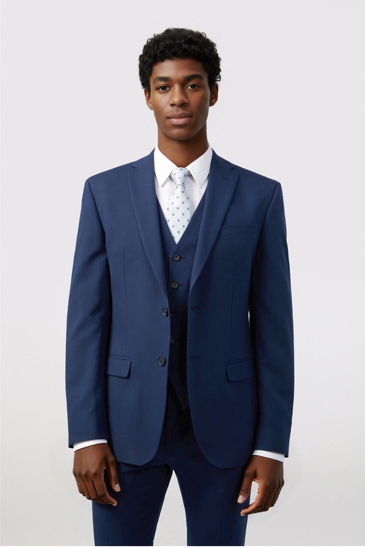 New Arrival Dark Blue Notched Lapel 3 Pieces Suits For Men