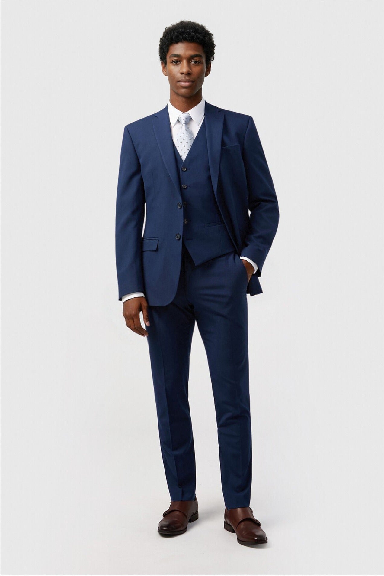 New Arrival Dark Blue Notched Lapel 3 Pieces Suits For Men Secondary image