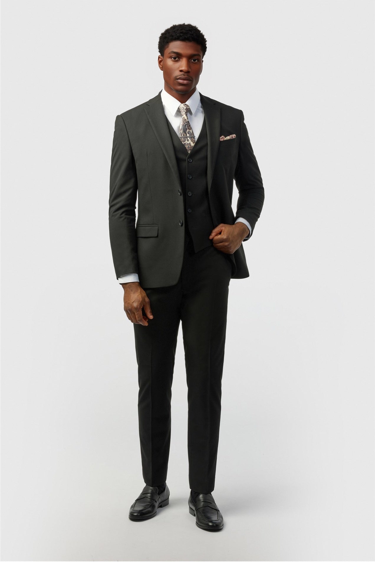 3 Pieces Cool Black Notched Lapel Best Fitted Men Suits Secondary image