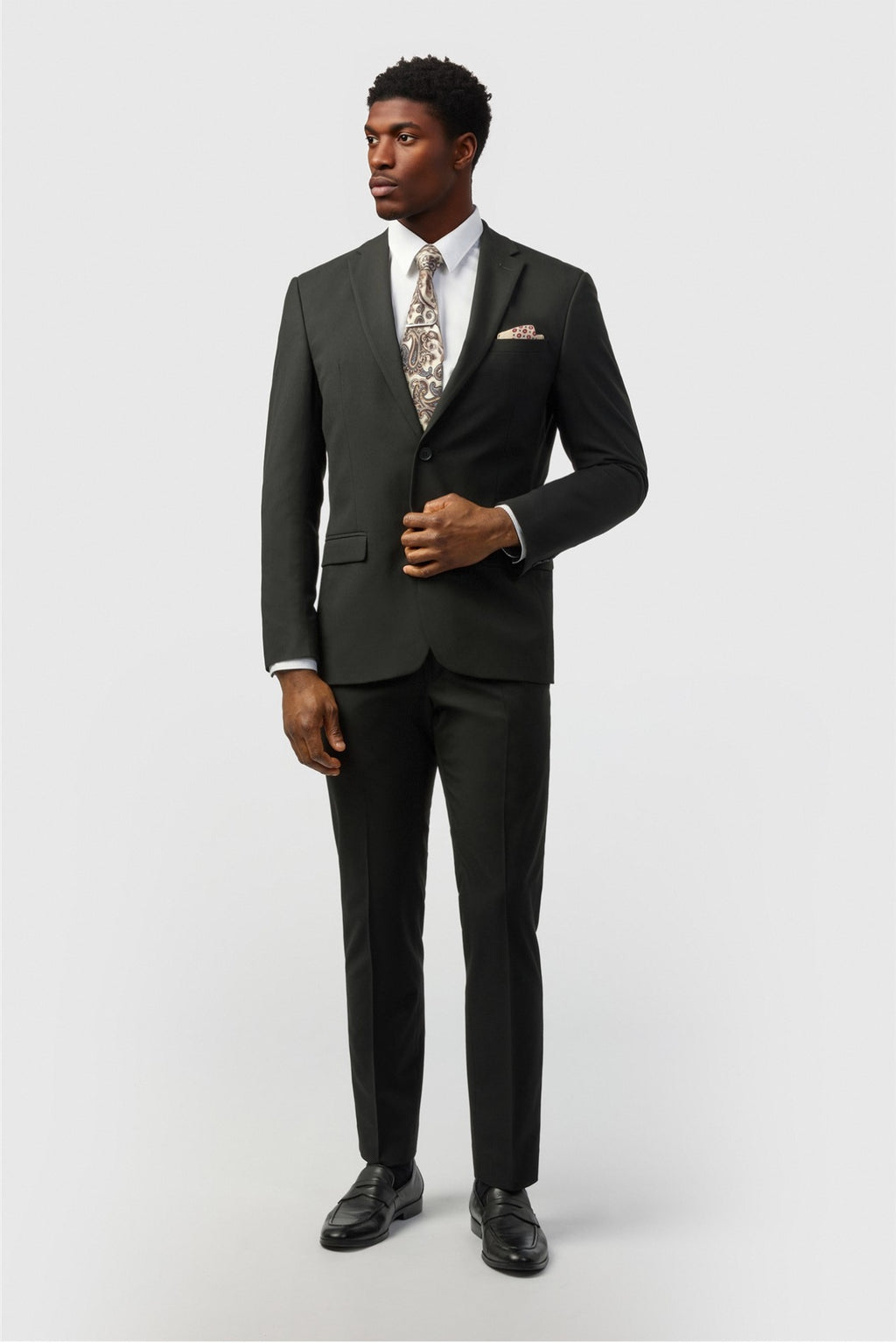 3 Pieces Cool Black Notched Lapel Best Fitted Men Suits