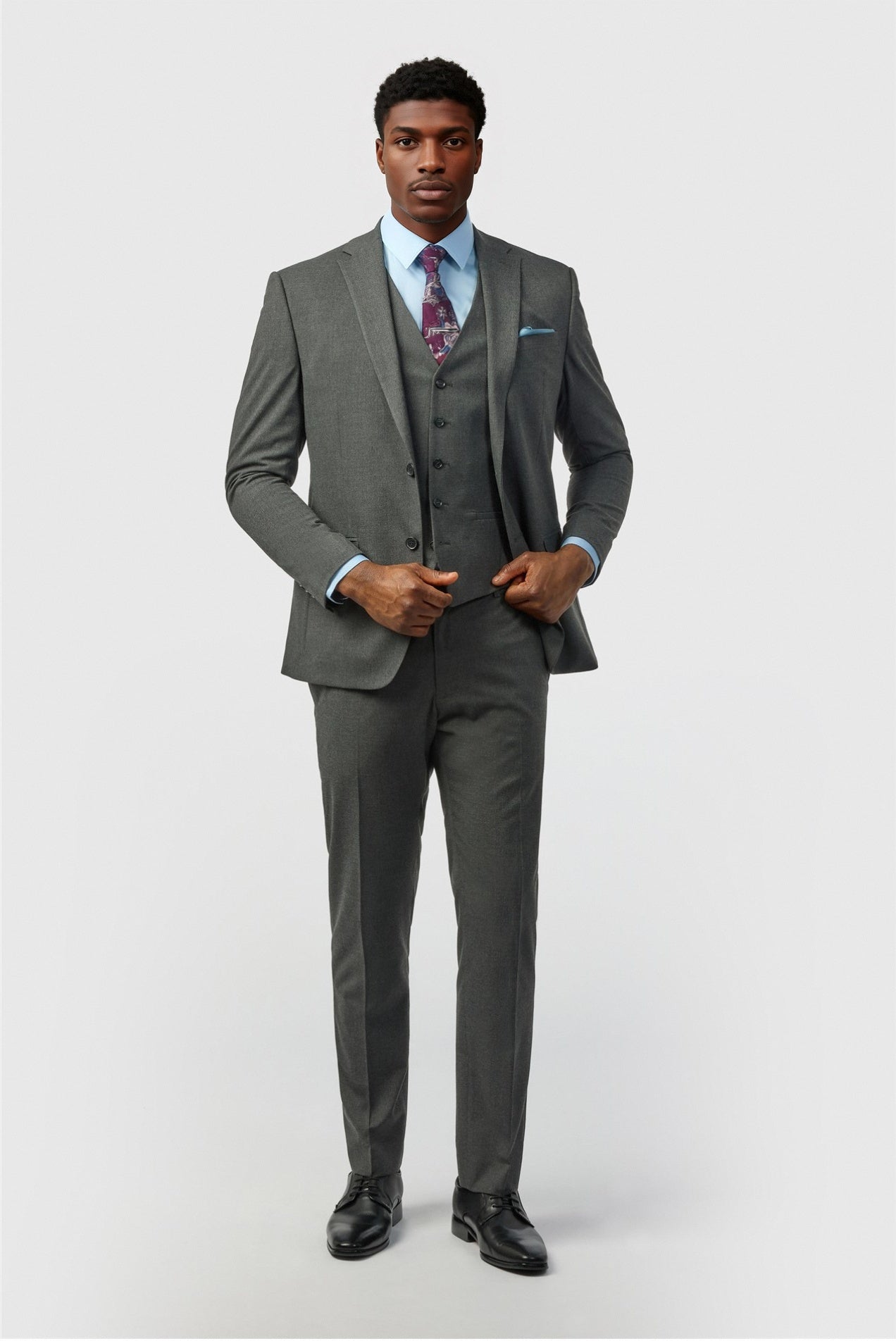 Dark Gray Notched Lapel Men Suit With Waistcoat Secondary image