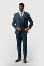 Latest Navy Notched Lapel 3 Pieces Men Suit