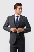 Fashion Charcoal Notched Lapel 3 Pieces Men Suit