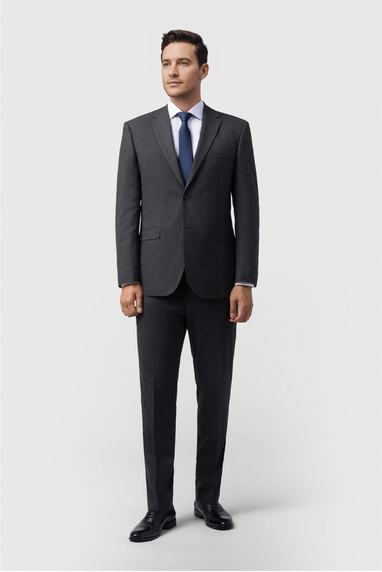 Fashion Charcoal Notched Lapel 3 Pieces Men Suit