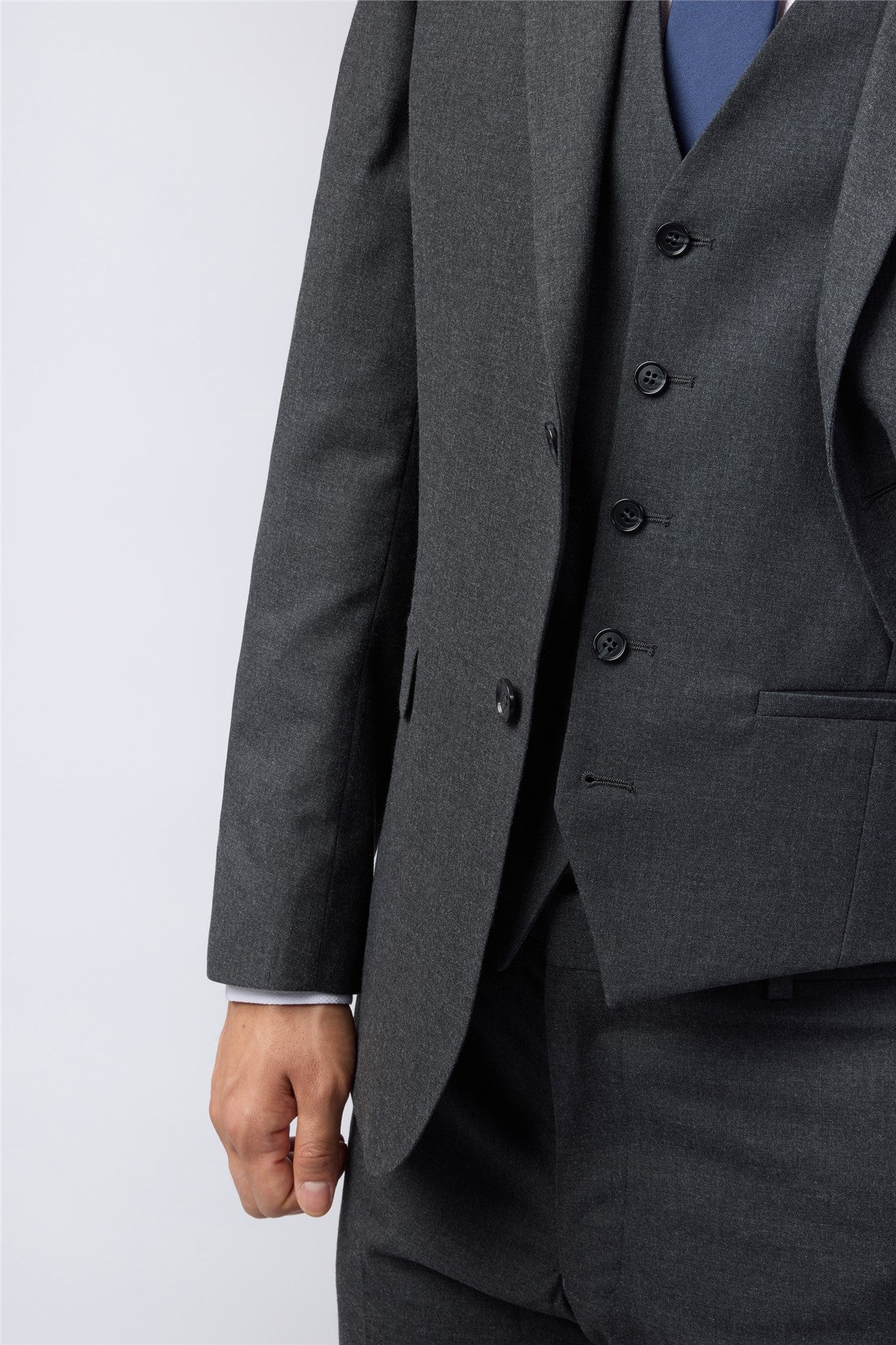 Fashion Charcoal Notched Lapel 3 Pieces Men Suit
