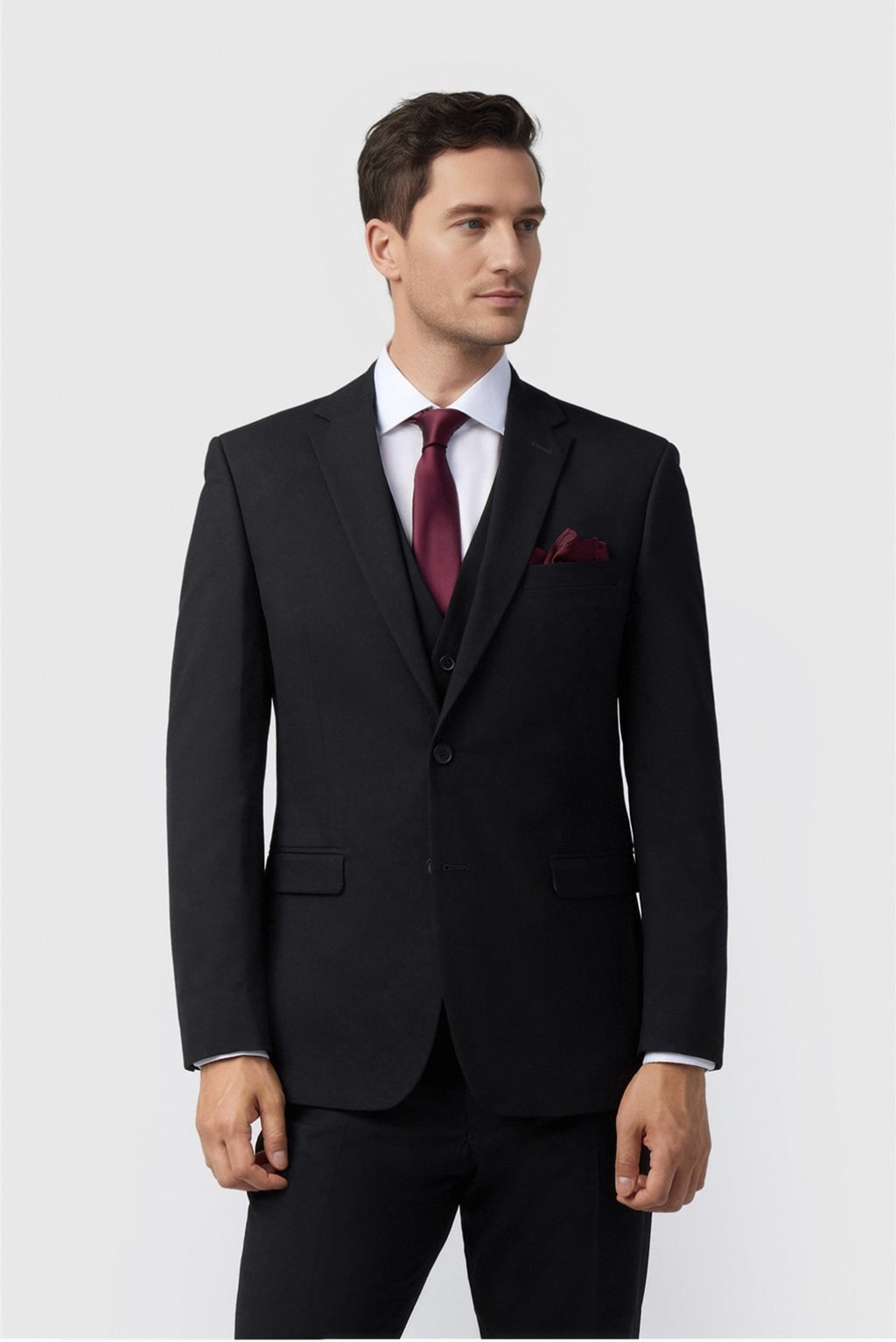 Black Newest Notched Lapel 3 Pieces Suit For Men