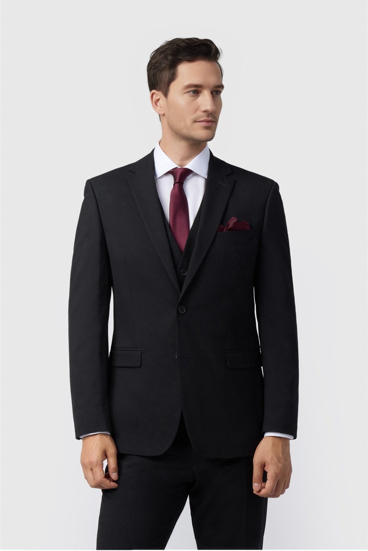 Black Newest Notched Lapel 3 Pieces Suit For Men