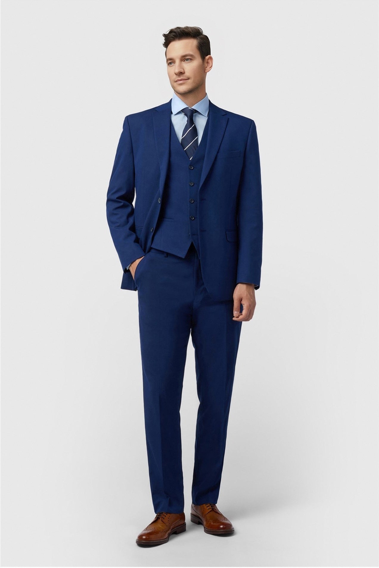 Formal 3 Pieces Dark Blue Notched Lapel Men's Suit Secondary image