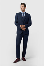 Charming Navy Notched Lapel Men's Suit With Waistcoat