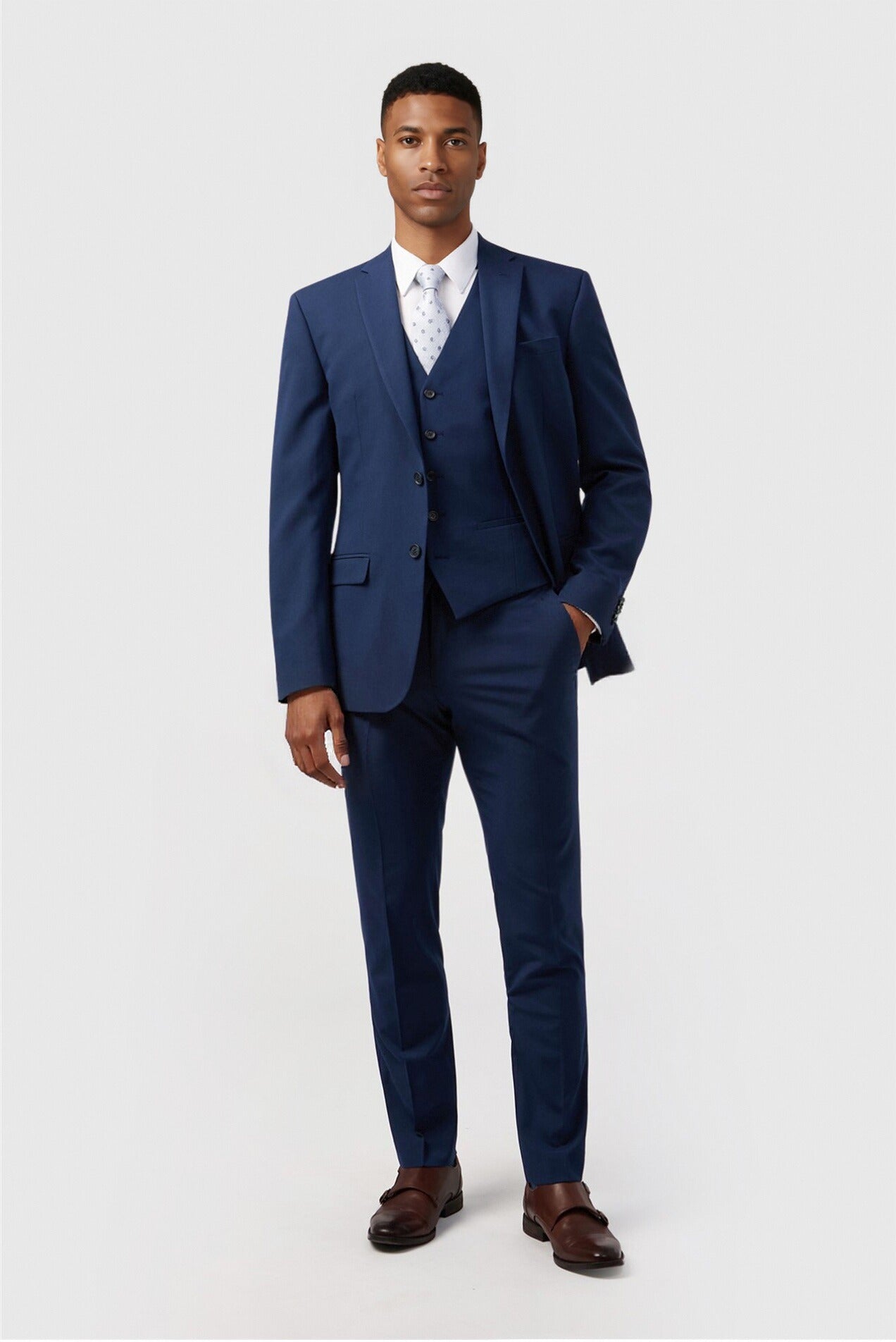 Dark Blue 3 Pieces Notched Lapel Handsome Men's Suit Secondary image