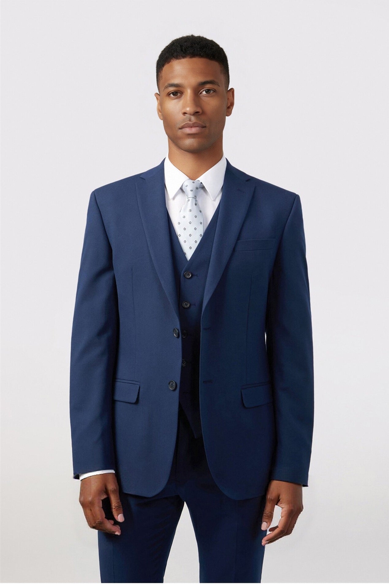 Dark Blue 3 Pieces Notched Lapel Handsome Men's Suit Main image