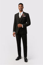 Close Fitting Black 3 Pieces Notched Lapel Men's Suit