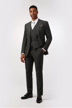 Modern Charcoal 3 Pieces Notched Lapel Suit For Men