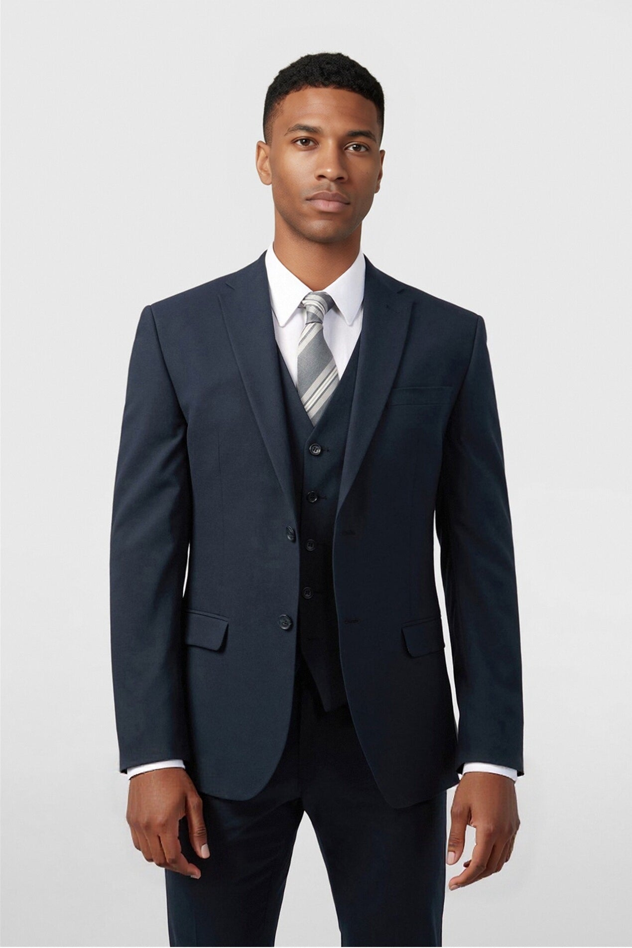 Chic Navy Notched Lapel 3 Pieces Men's Suits
