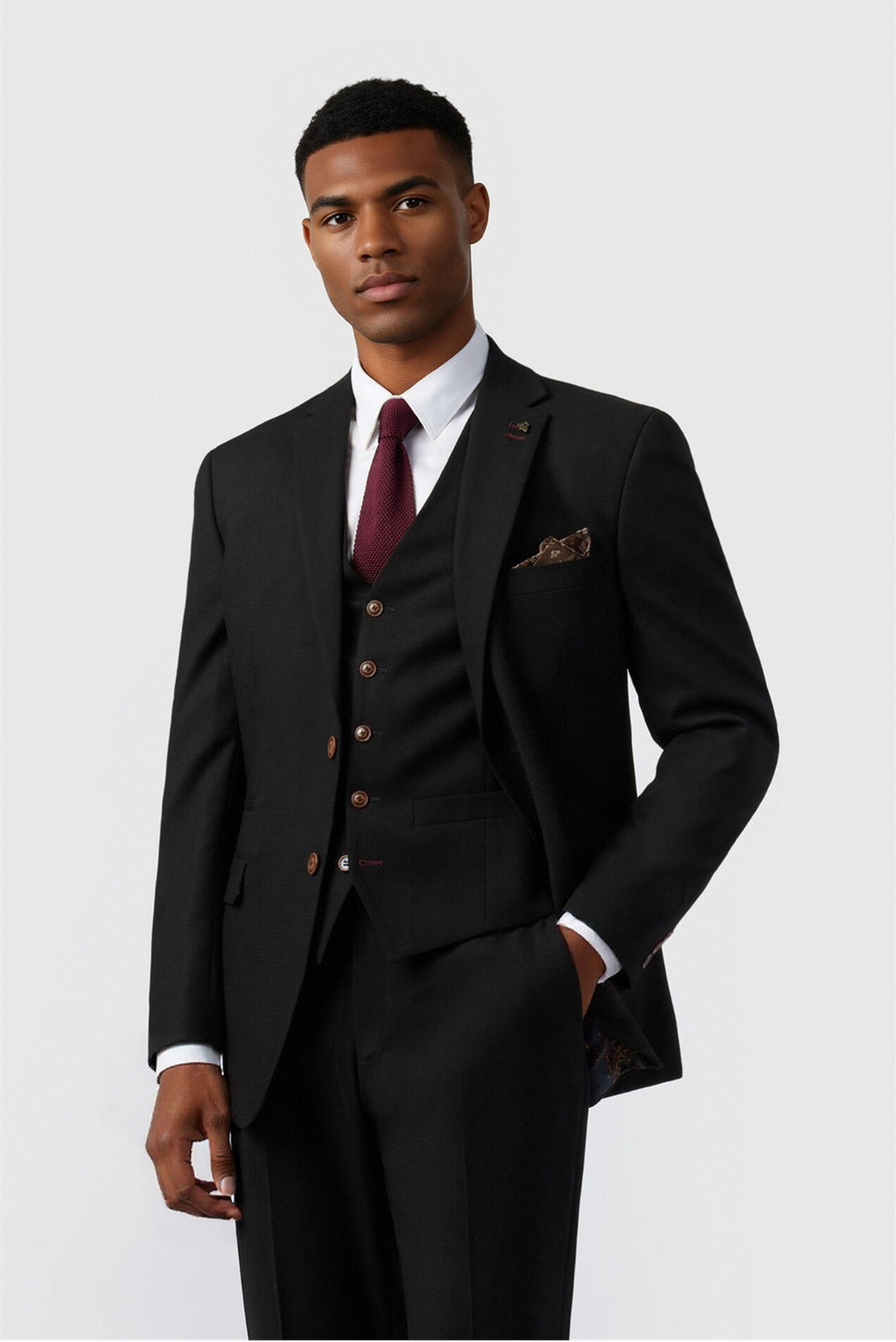 Formal Black 3 Pieces Notched Lapel Men Suits