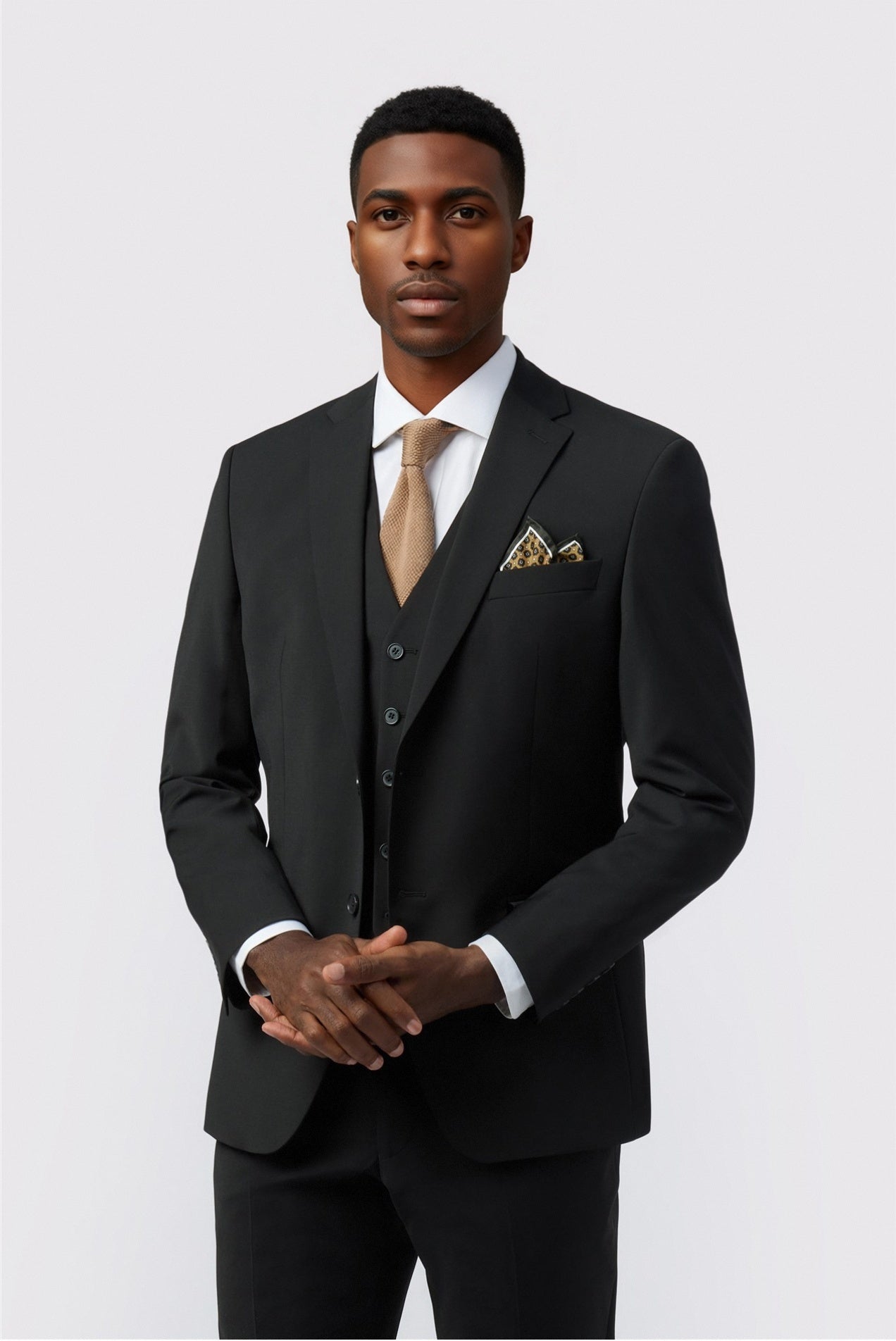 Best Fitted Black 3 Pieces Notched Lapel Men Suits Main image