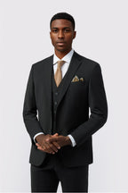Best Fitted Black 3 Pieces Notched Lapel Men Suits