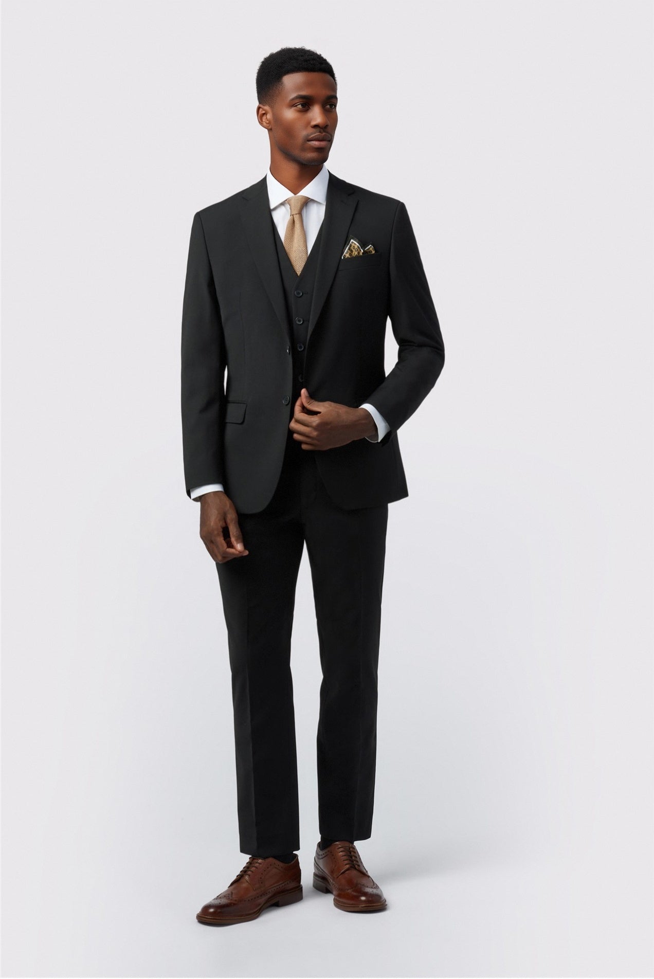 Best Fitted Black 3 Pieces Notched Lapel Men Suits Secondary image
