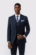 Trendy Navy Notched Lapel 3 Pieces Suits For Men