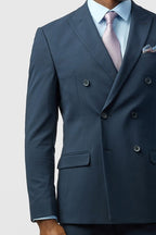 Modern Navy Peaked Lapel Double Breasted Men Suits