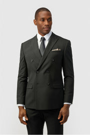 Fashion Black Peaked Lapel Double Breasted Men Suits