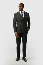 Fashion Black Peaked Lapel Double Breasted Men Suits