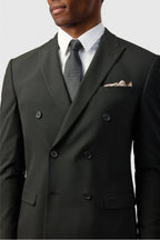 Fashion Black Peaked Lapel Double Breasted Men Suits
