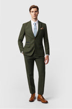Green Notched Lapel 3 Pieces Checked Men Suits