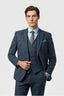 Chic Dark Blue 3 Pieces Notched Lapel Checked Men Suits