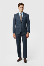 Chic Dark Blue 3 Pieces Notched Lapel Checked Men Suits