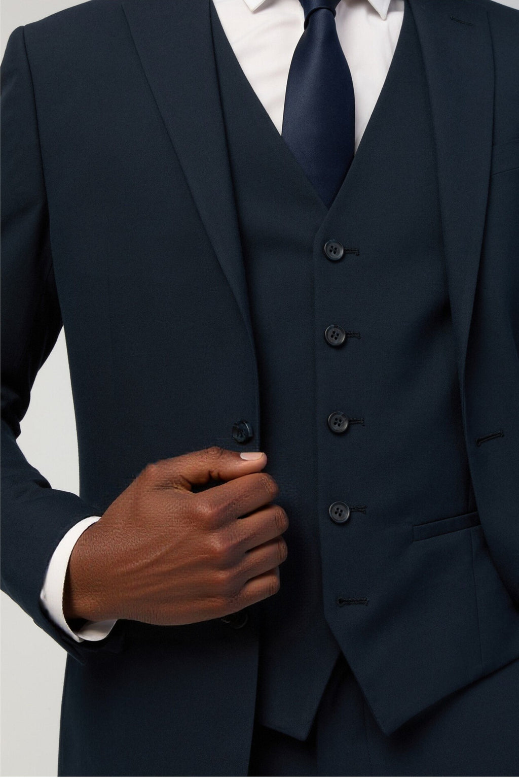 Classic Navy Notched Lapel Men Suits With Waistcoat
