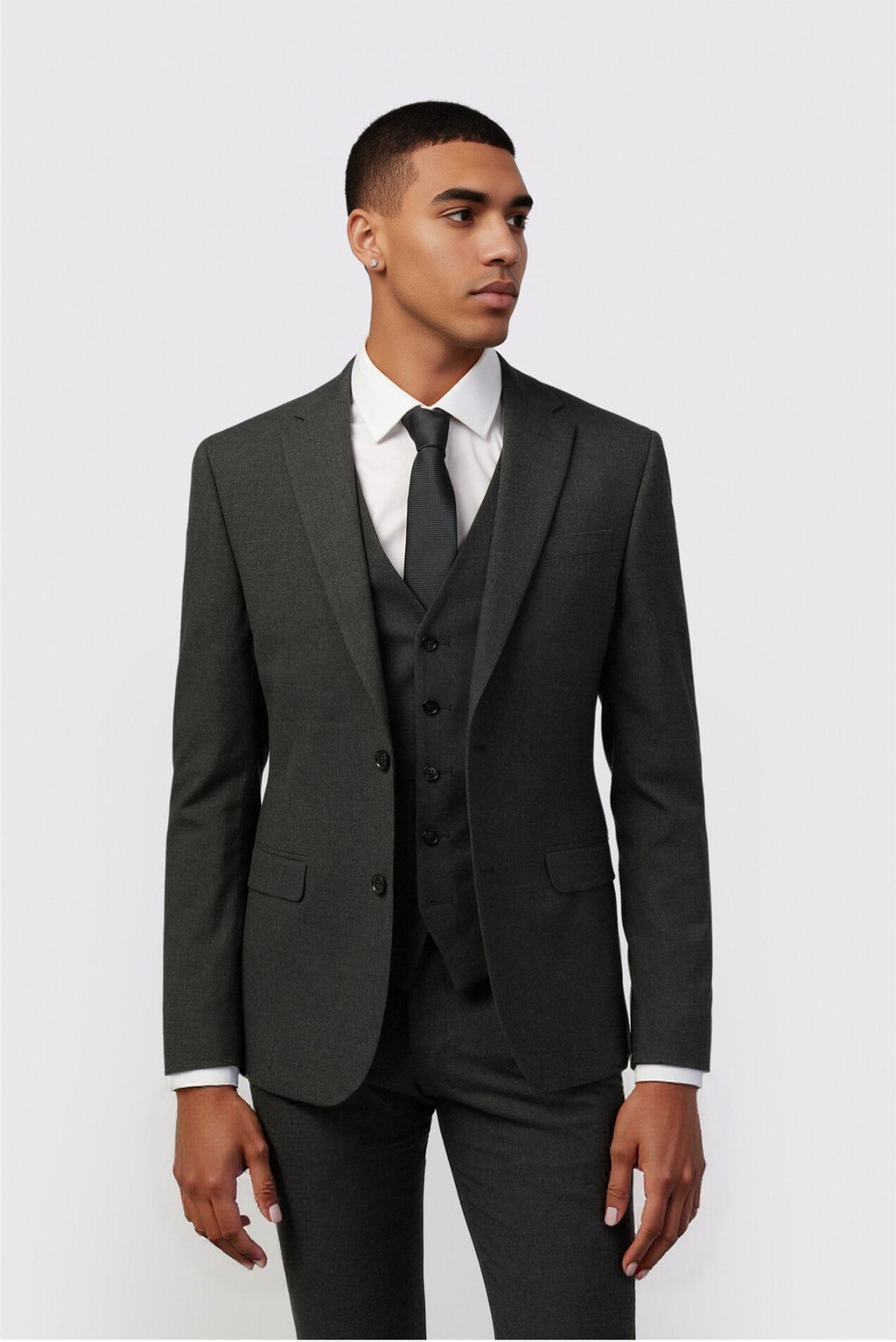 Newest Charcoal Notched Lapel 3 Pieces Men Suits